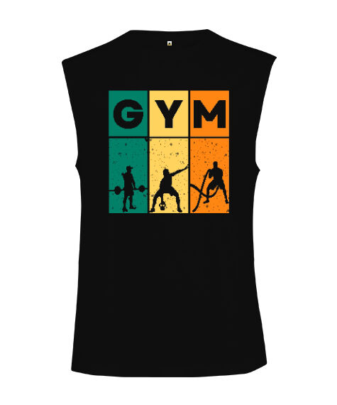 Tisho - Gym Fitness Siyah Kesik Kol Unisex Tişört