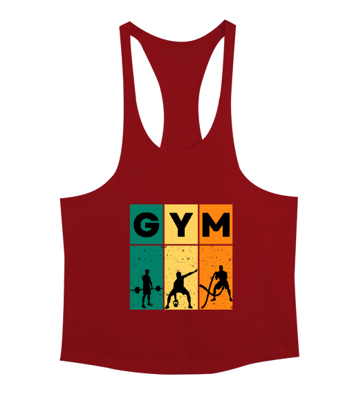 Tisho - GYM Fitness Vücut Geliştirme Motivasyon Kırmızı Erkek Tank Top Atlet