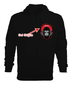Tisho - GYM Gorilla Kırmızı Erkek Kapşonlu Fermuarlı
