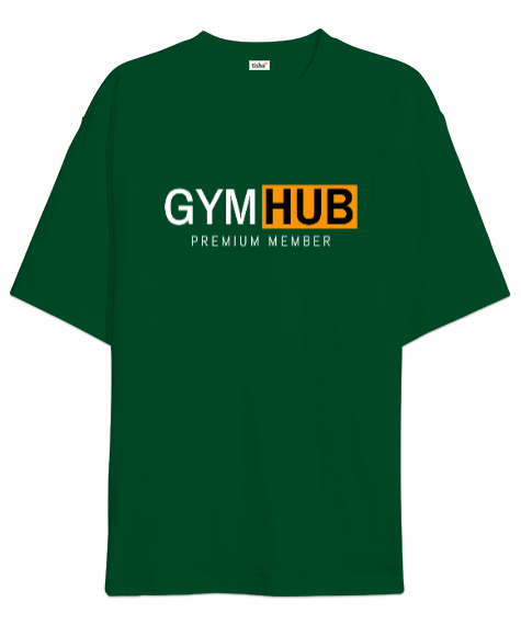 Tisho - Gym Hub Premium Member Çimen Yeşili Oversize Unisex Tişört