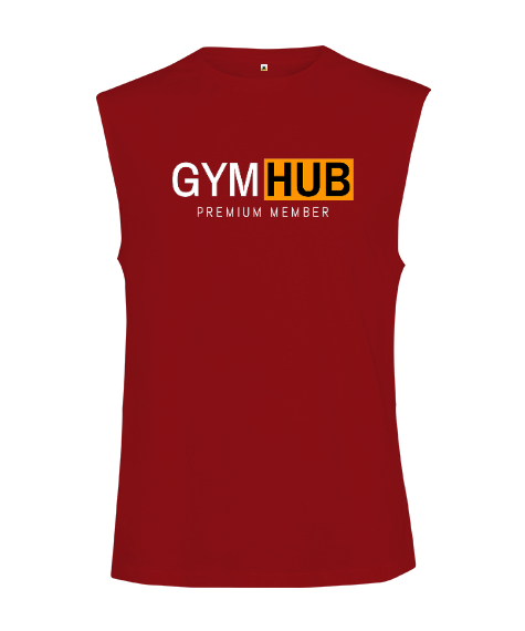 Tisho - Gym Hub Premium Member Kırmızı Kesik Kol Unisex Tişört