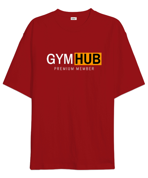 Tisho - Gym Hub Premium Member Kırmızı Oversize Unisex Tişört