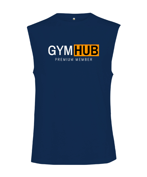 Tisho - Gym Hub Premium Member Lacivert Kesik Kol Unisex Tişört