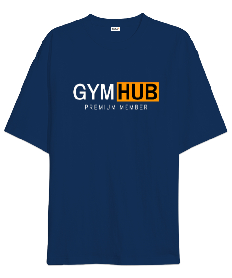 Tisho - Gym Hub Premium Member Lacivert Oversize Unisex Tişört