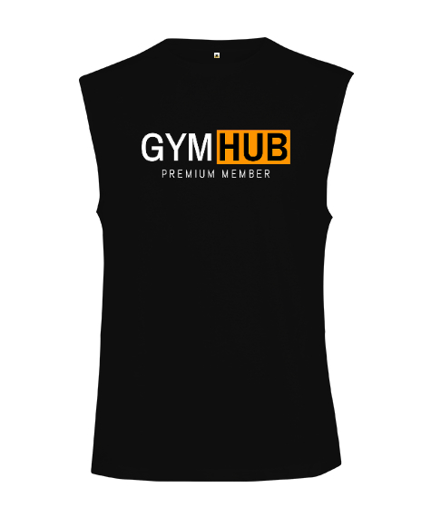 Tisho - Gym Hub Premium Member Siyah Kesik Kol Unisex Tişört