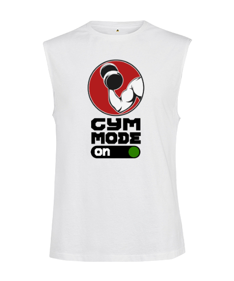 Tisho - GYM Mode - Fitness V1 Beyaz Kesik Kol Unisex Tişört
