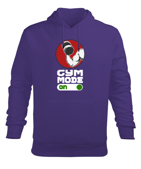 Tisho - GYM Mode - Halter Fitness V1 Mor Erkek Kapüşonlu Hoodie Sweatshirt
