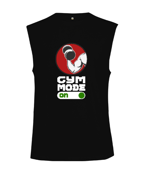 Tisho - GYM Mode - Halter Fitness V1 Siyah Kesik Kol Unisex Tişört
