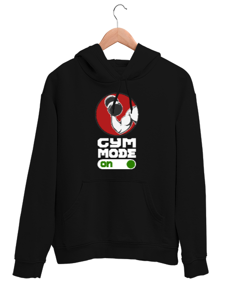 Tisho - GYM Mode - Halter Fitness V1 Siyah Unisex Kapşonlu Sweatshirt