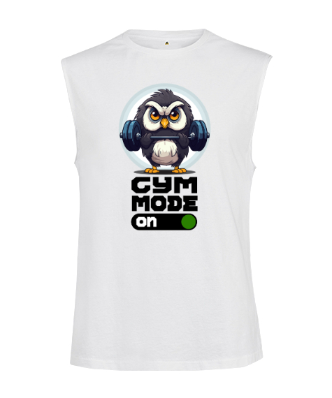 Tisho - GYM Mode - Halter Fitness V2 Beyaz Kesik Kol Unisex Tişört