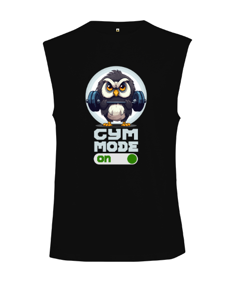 Tisho - GYM Mode - Halter Fitness V2 Siyah Kesik Kol Unisex Tişört