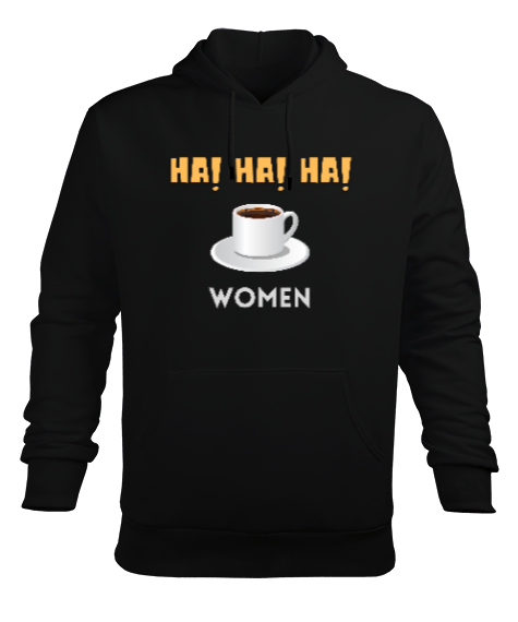 Tisho - Ha Ha Women Siyah Erkek Kapüşonlu Hoodie Sweatshirt