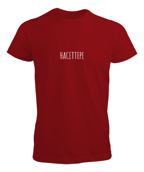Tisho - HACETTEPE Yazılı Kırmızı T-Shirt Erkek Tişört