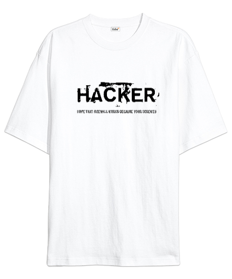 Tisho - Hacker Beyaz Oversize Unisex Tişört