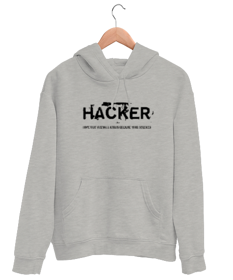 Tisho - Hacker Gri Unisex Kapşonlu Sweatshirt