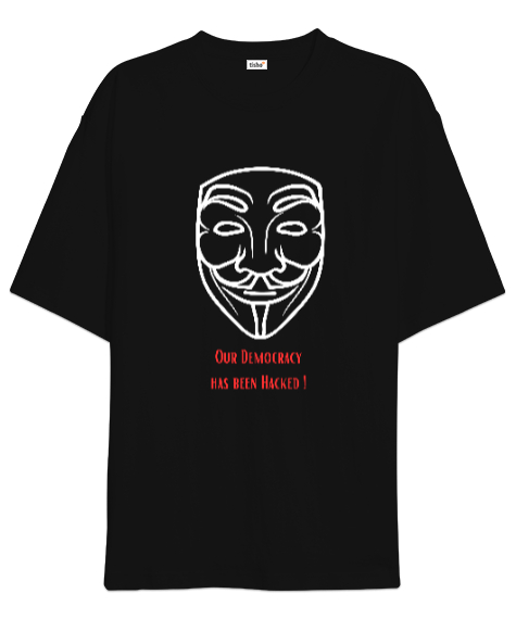 Tisho - Hacker Mask Siyah Oversize Unisex Tişört