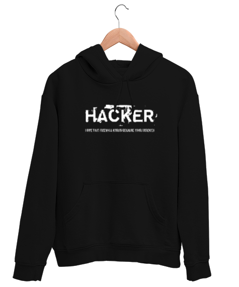 Tisho - Hacker Siyah Unisex Kapşonlu Sweatshirt