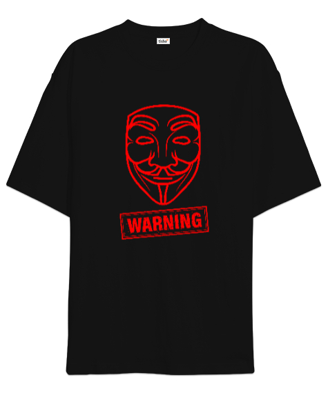 Tisho - Hacker warning Siyah Oversize Unisex Tişört