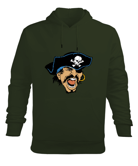 Tisho - Haki Yeşil, Pirate Erkek Kapüşonlu Hoodie Sweatshirt