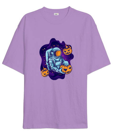 Tisho - Halloween Astronot Lila Oversize Unisex Tişört