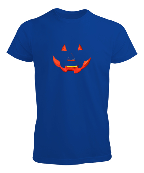 Tisho - Halloween - Bal Kabağı Saks Mavi Erkek Tişört