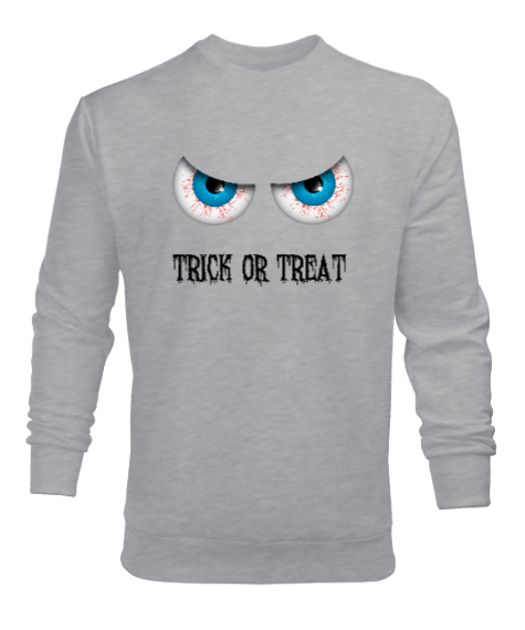 Tisho - Halloween Eye - Şeker mi Şaka mı? Gri Erkek Sweatshirt