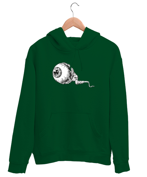 Tisho - Halloween Eye - Ürkütücü Göz Çimen Yeşili Unisex Kapşonlu Sweatshirt