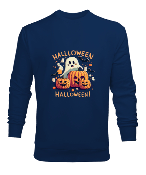 Tisho - Halloween Time - Pumpkin Lacivert Erkek Sweatshirt
