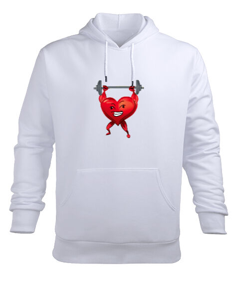 HALTER KALDIRAN KASLI KALP Beyaz Erkek Kapüşonlu Hoodie Sweatshirt - Tisho