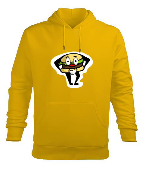Tisho - Hamburger Baskılı Sweatshirt Erkek Kapüşonlu Hoodie Sweatshirt