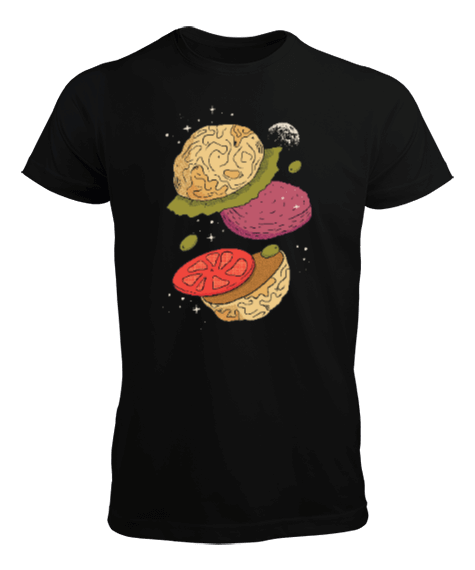 Tisho - Hamburger Gezegeni Özel Çizim Tasarım Erkek Tişört