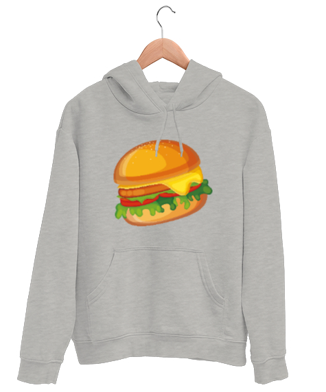 Tisho - hamburger Gri Unisex Kapşonlu Sweatshirt