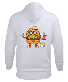Hamburger ve yaz Erkek Kapüşonlu Hoodie Sweatshirt - Thumbnail