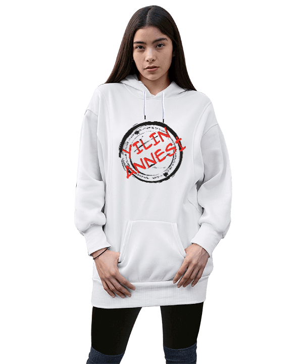 Tisho - hamile anne tasarımlı Kadın Uzun Hoodie Kapüşonlu Sweatshirt