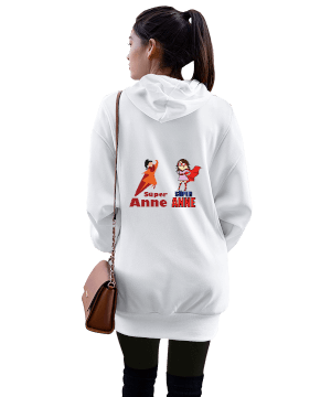 hamile anne tasarımlı Kadın Uzun Hoodie Kapüşonlu Sweatshirt - Thumbnail