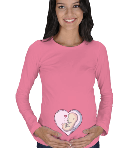 hamile, kalp, pembe Hamile Uzun Kol - Tisho