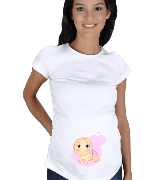 Tisho - hamile, pembe, bebek, kız bebek Kısa Kollu Hamile Tişörtü