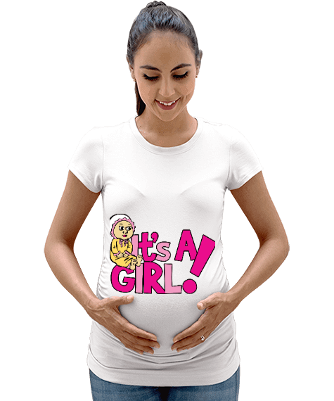 Tisho - Hamile T-Shirtü - Its a Girl Yazılı Tişört Kadın Hamile Tişört