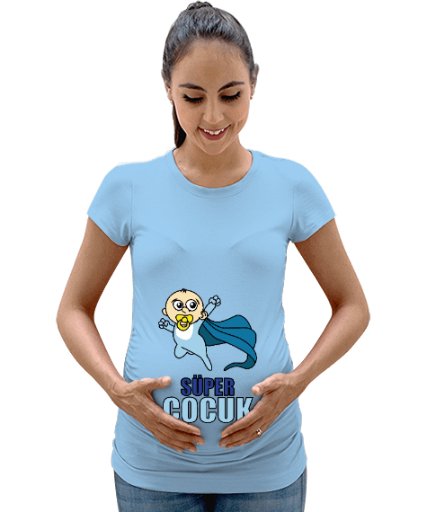 Tisho - hamile tasarım mavi Kadın Hamile Tişört