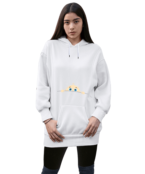 Tisho - hamile tasarımı Kadın Uzun Hoodie Kapüşonlu Sweatshirt
