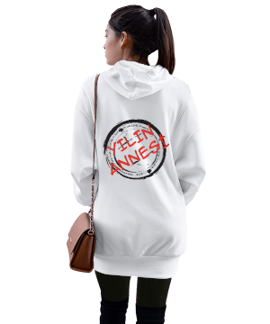 hamile tasarımı Kadın Uzun Hoodie Kapüşonlu Sweatshirt - Thumbnail