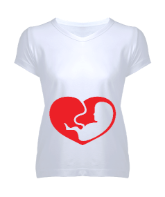 Tisho - hamile tasarımlı Kadın V Yaka Tişört