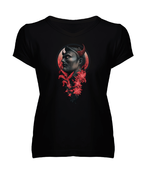 Tisho - Hannibal Lecter Kadın V Yaka Tişört