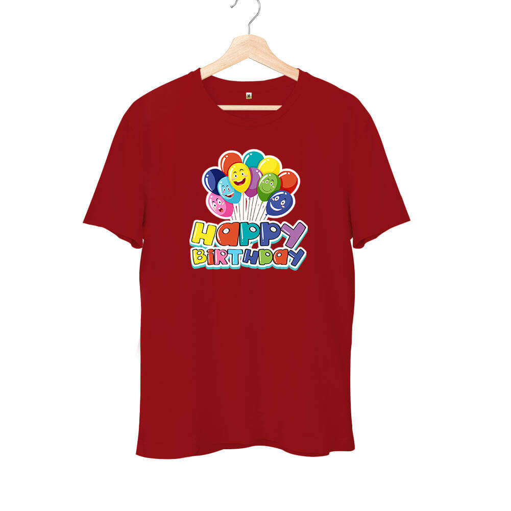 Tisho - Happy Birthday Balonları Unisex Kısa Kol Tişört