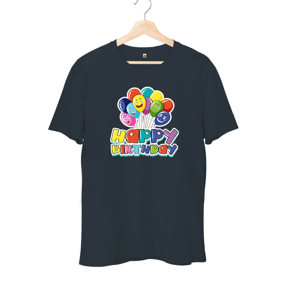 Happy Birthday Balonları Unisex Kısa Kol Tişört