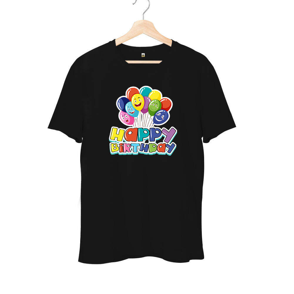 Happy Birthday Balonları Unisex Kısa Kol Tişört