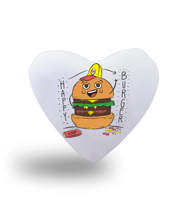 Tisho - happy burger kalp yastık Kalp Yastık
