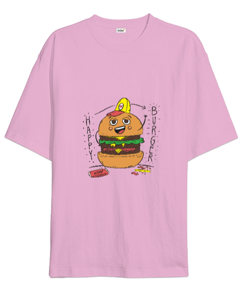 Tisho - Happy Burger Oversize Unisex Tişört
