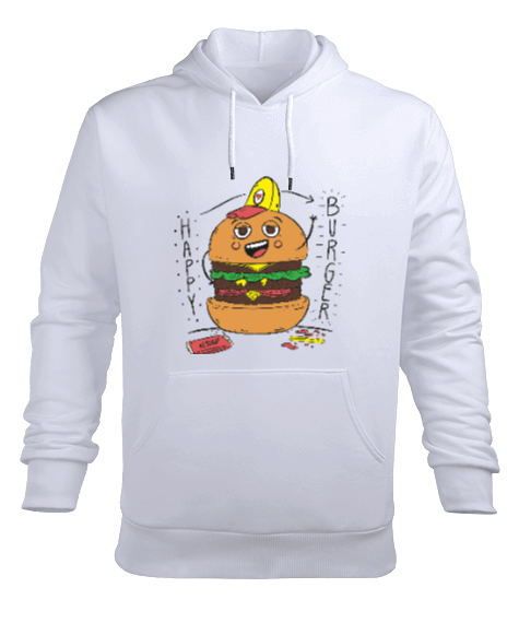 Tisho - Happy Burger Sweet Erkek Kapüşonlu Hoodie Sweatshirt