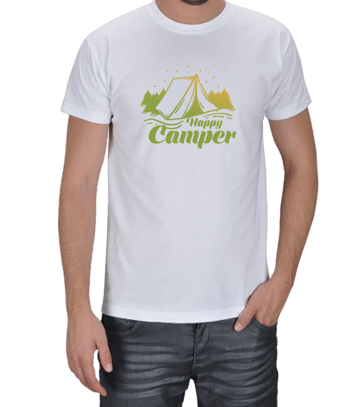 Tisho - Happy Camper Beyaz Erkek Tişört